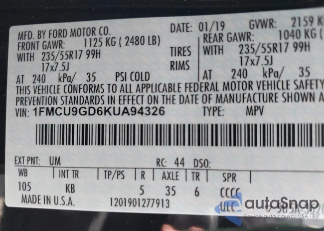 1FMCU9GD6KUA94326: 42872316