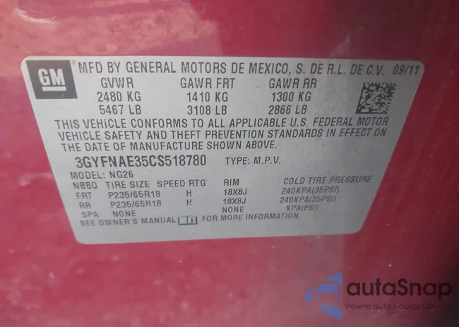 3GYFNAE35CS518780: 42872354