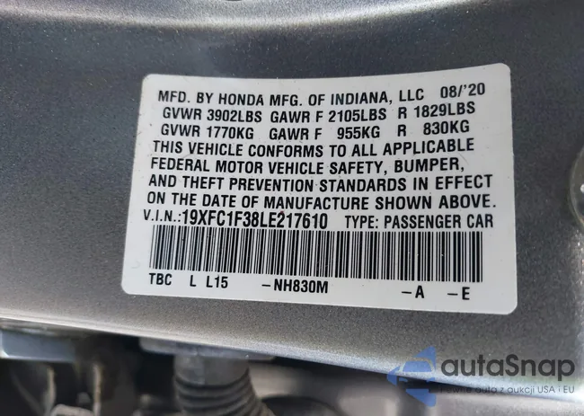 19XFC1F38LE217610: 42871437