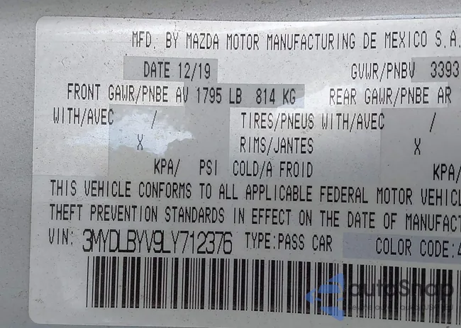 3MYDLBYV9LY712376: 42871655