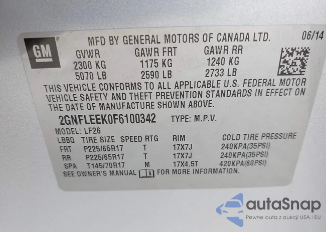 2GNFLEEK0F6100342: 42873031