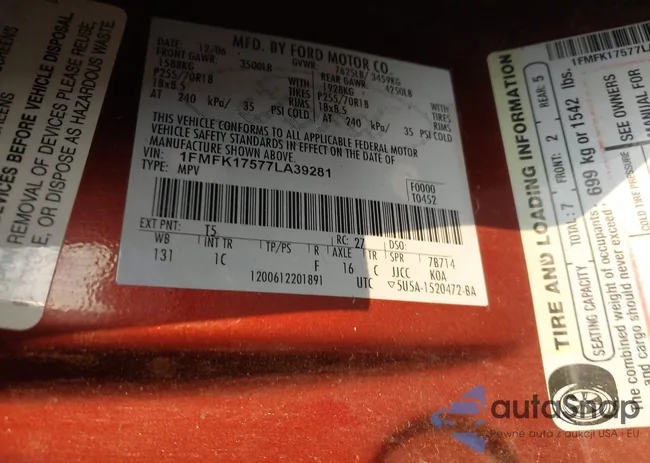 1FMFK17577LA39281: 42873054