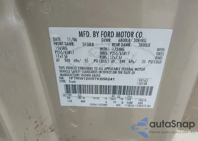 1FTRW12W57KB56241: 42873057