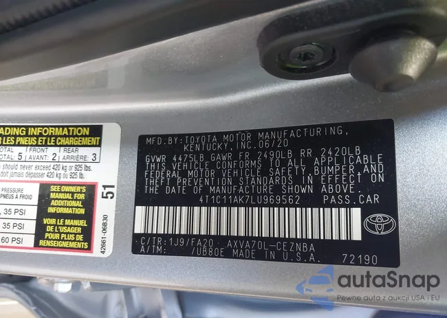 4T1C11AK7LU969562: 42873086