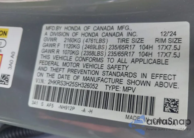 2HKRS3H25SH326052: 42873267