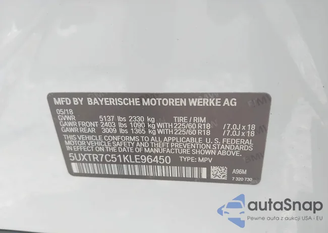 5UXTR7C51KLE96450: 42873329