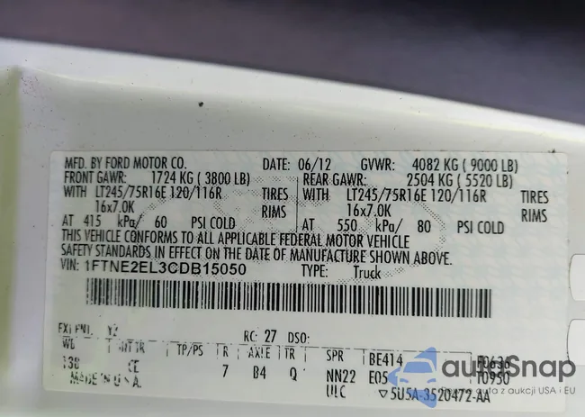 1FTNE2EL3CDB15050: 42873859