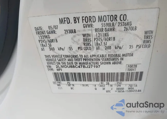 2LMDU88C47BJ27197: 42873894