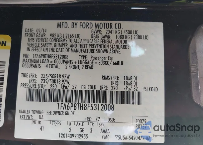 1FA6P8TH8F5312008: 42874189