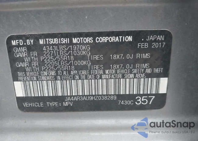 JA4AR3AU9HZ038289: 42874202