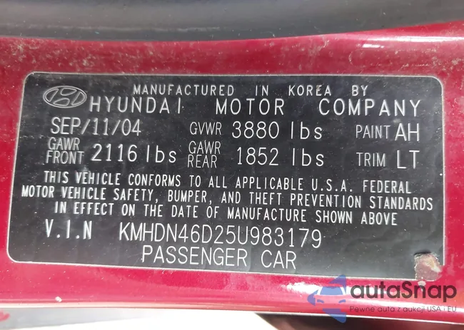 KMHDN46D25U983179: 42874220