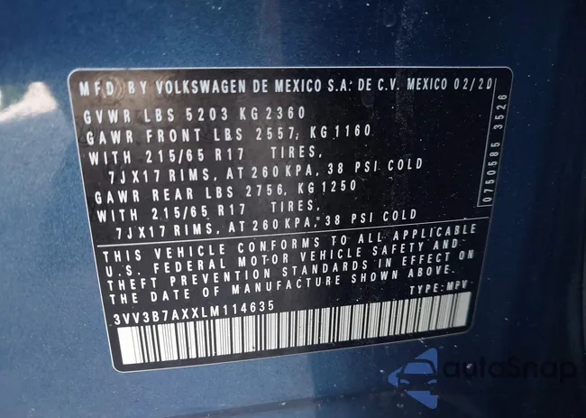 3VV3B7AXXLM114635: 42874344