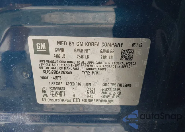 KL4CJ2SB5KB922575: 42873424