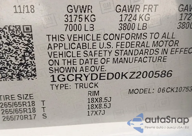 1GCRYDED0KZ200586: 42873471