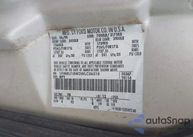 1FMRU18W3WLC06510: 42873514