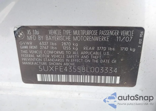 5UXFE43558L003334: 42873757