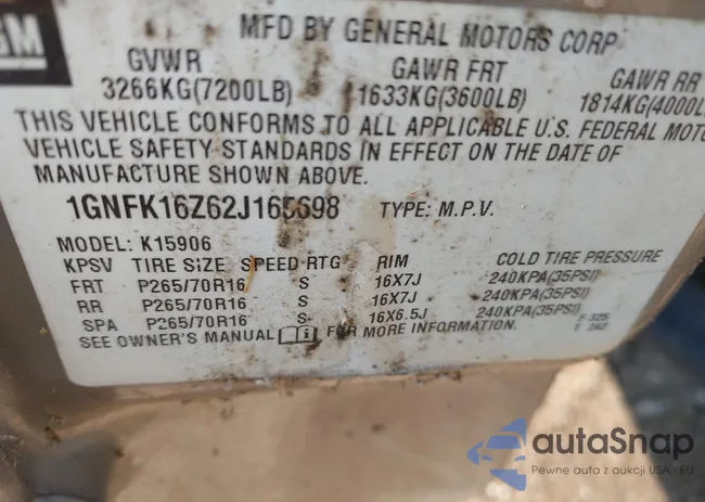 1GNFK16Z62J165698: 42874784