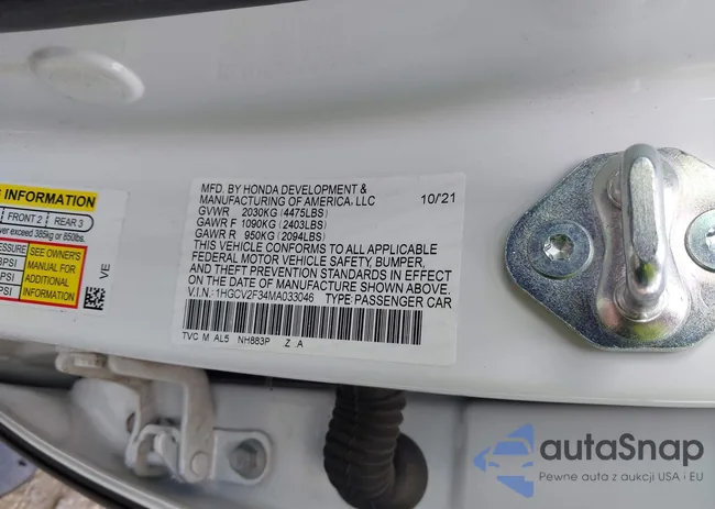 1HGCV2F34MA033046: 42875076