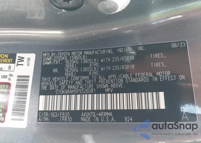 5TDKARAH5PS526081: 42874456