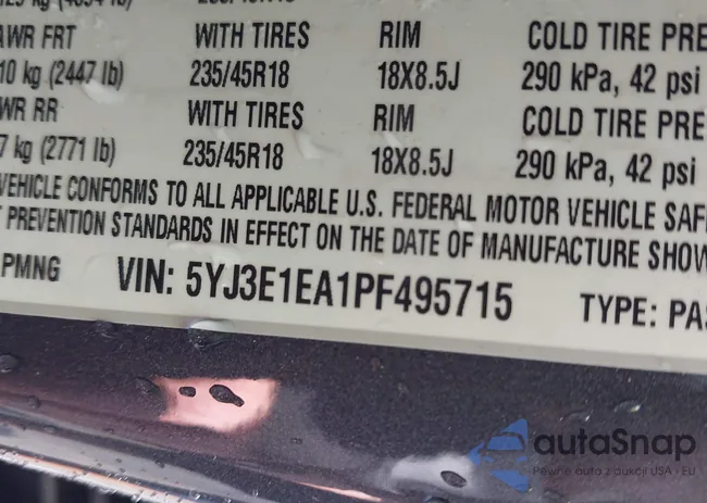 5YJ3E1EA1PF495715: 42874698