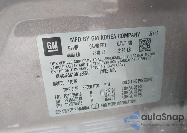 KL4CJFSB1DB183554: 42875874