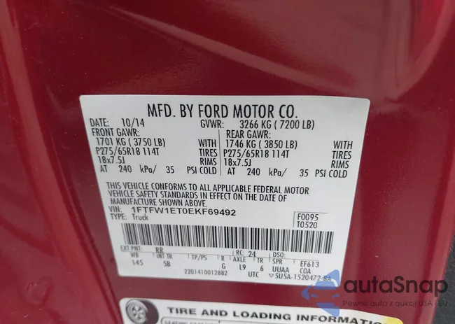 1FTFW1ET0EKF69492: 42876000