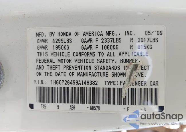 1HGCP26459A149382: 42876060