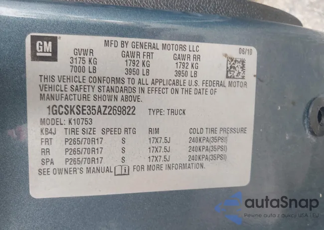 1GCSKSE35AZ269822: 42876067