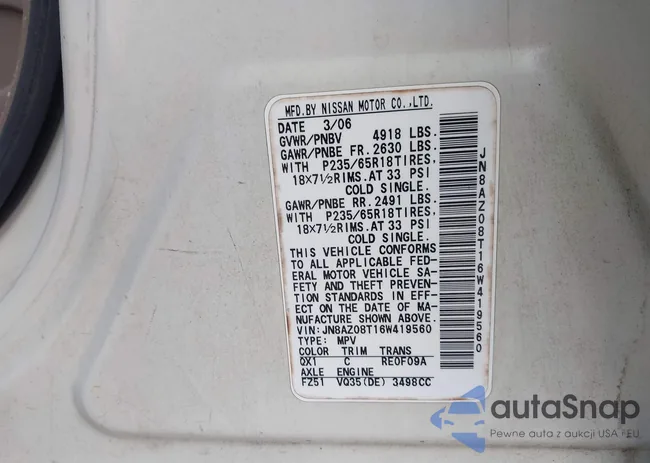 JN8AZ08T16W419560: 42876166