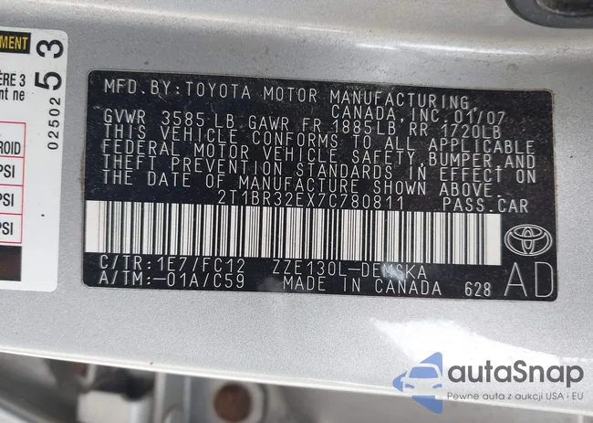 2T1BR32EX7C780811: 42876199