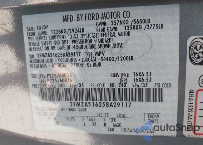 2FMZA51625BA29117: 42875409