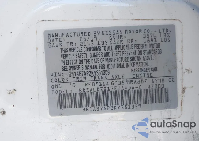 3N1AB7AP2KY351359: 42875559