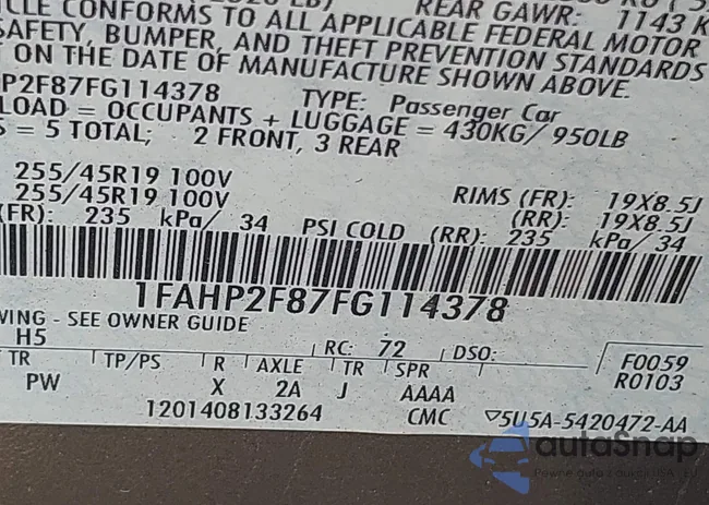 1FAHP2F87FG114378: 42875732