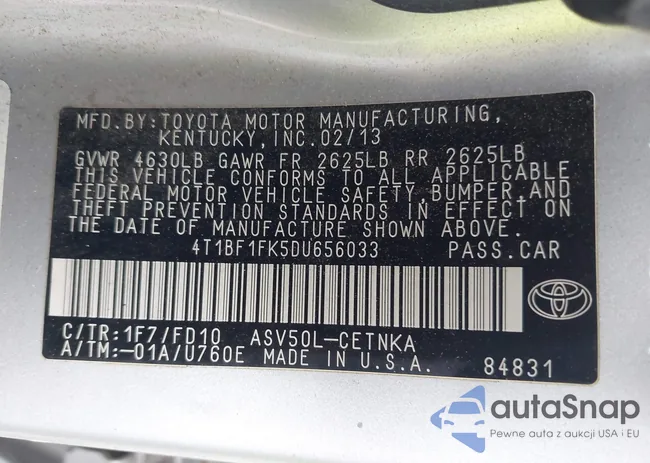 4T1BF1FK5DU656033: 42877333