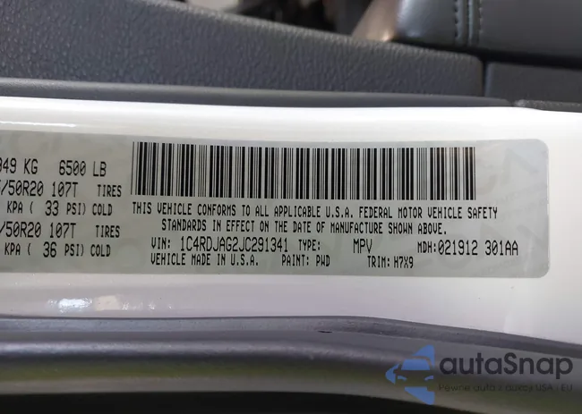 1C4RDJAG2JC291341: 42876435