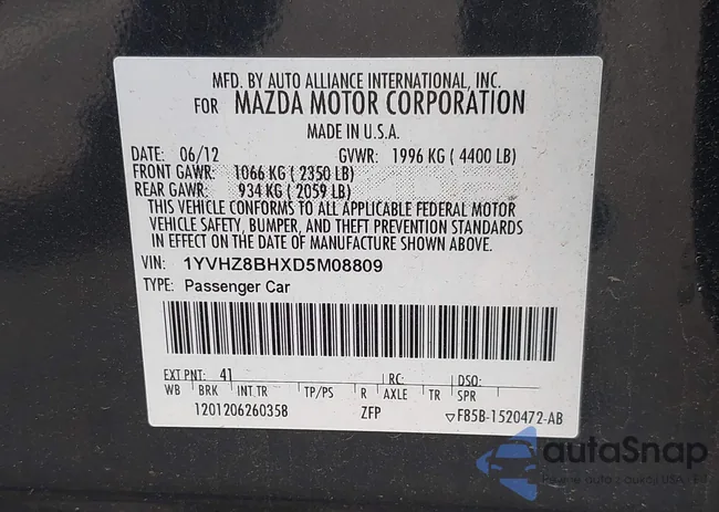 1YVHZ8BHXD5M08809: 42876439