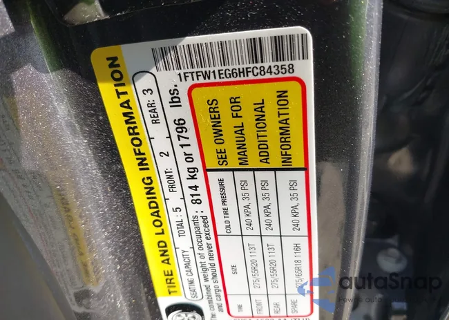 1FTFW1EG6HFC84358: 42876518