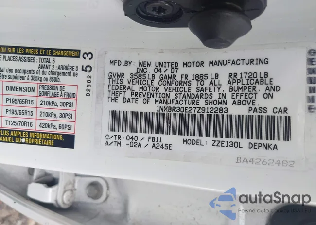 1NXBR30E27Z912283: 42876772