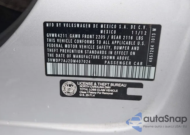 3VWDP7AJ2DM407024: 42878068