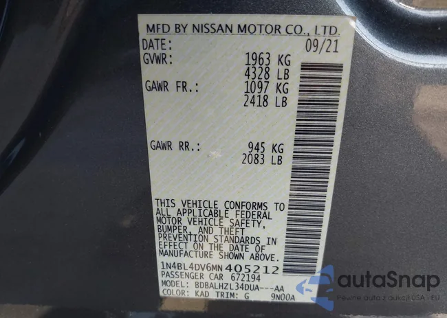 1N4BL4DV6MN405212: 42878091