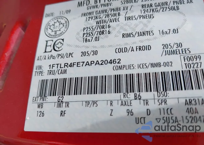 1FTLR4FE7APA20462: 42877404