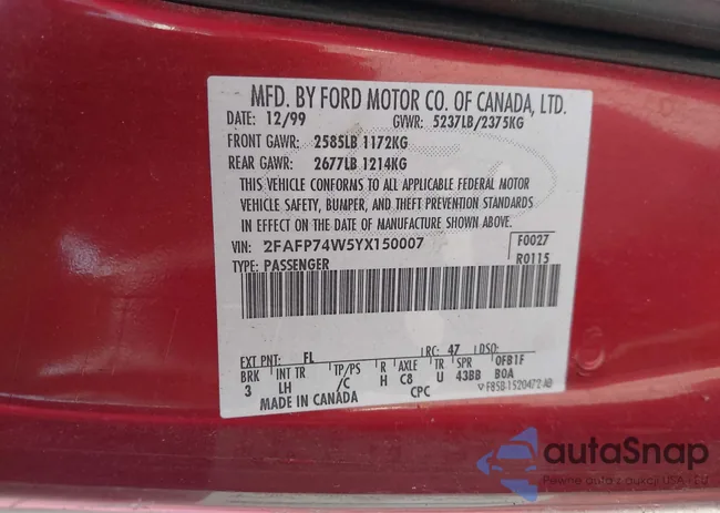 2FAFP74W5YX150007: 42877510