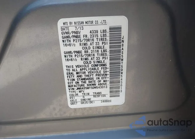 JN8AS5MT5DW543013: 42877721