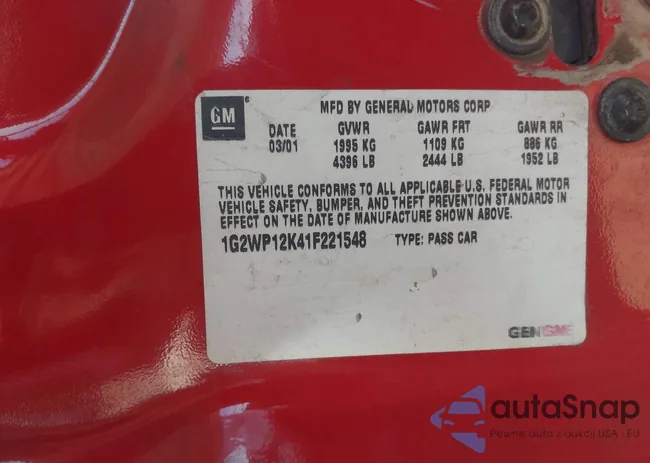 1G2WP12K41F221548: 42878996