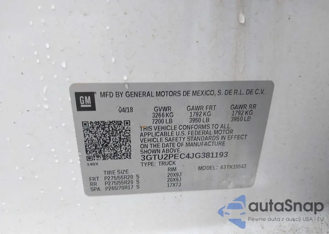 3GTU2PEC4JG381193: 42879886