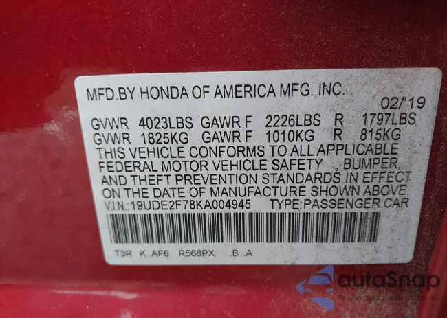 19UDE2F78KA004945: 42879897