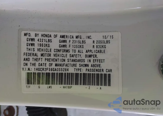 1HGCR2F56GA055284: 42880145