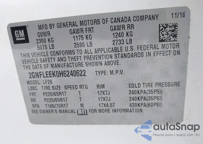 2GNFLEEK0H6240622: 42879373