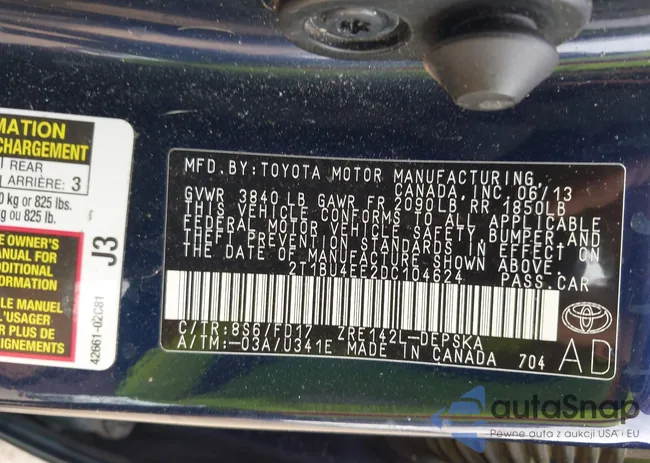 2T1BU4EE2DC104624: 42879477