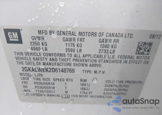 2GKALWEK2D6140769: 42880847